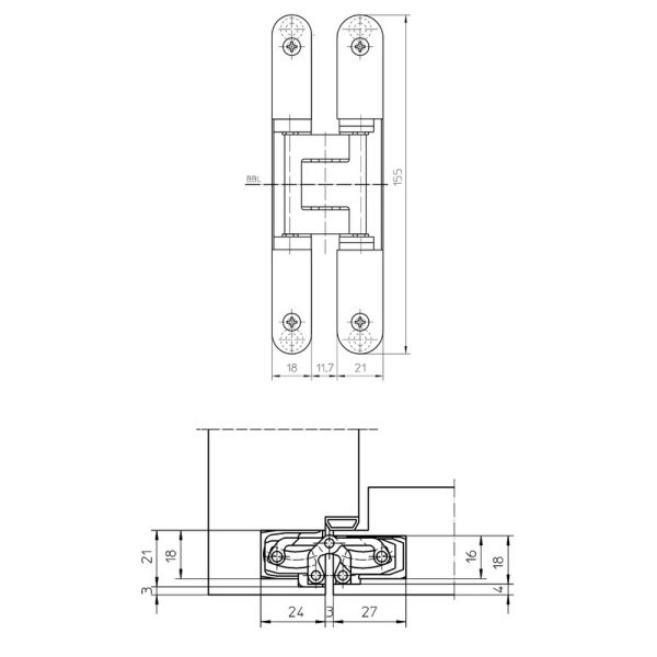 Halliday & Baillie Tectus Concealed Hinge 60Kg – Available In Various Finishes Bathroom Door Hardware