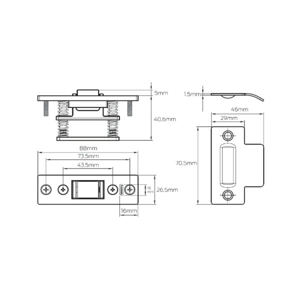 Heavy Duty Roller Catch Fire Rated Satin Stainless Steel L15211Sss Door Hardware