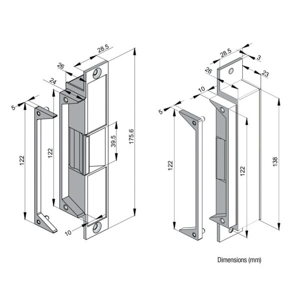 High Security Electric Strike Non-Monitored Multi Voltage 10-30Vdc Es20 Electric Strikes