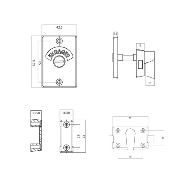 L550 Toilet Indicator Bolt Surface Mounted – Available In Polished And Satin Stainless Steel Bathroom Door Hardware