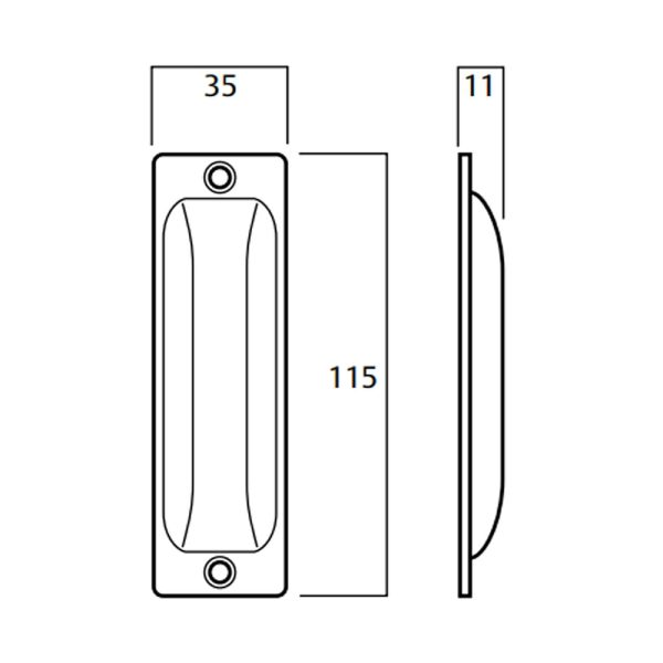 L611 Flush Pull 115Mm X 35Mm Polished Chrome For Sliding Doors L611Cpdp Cavity Sliding Door Hardware