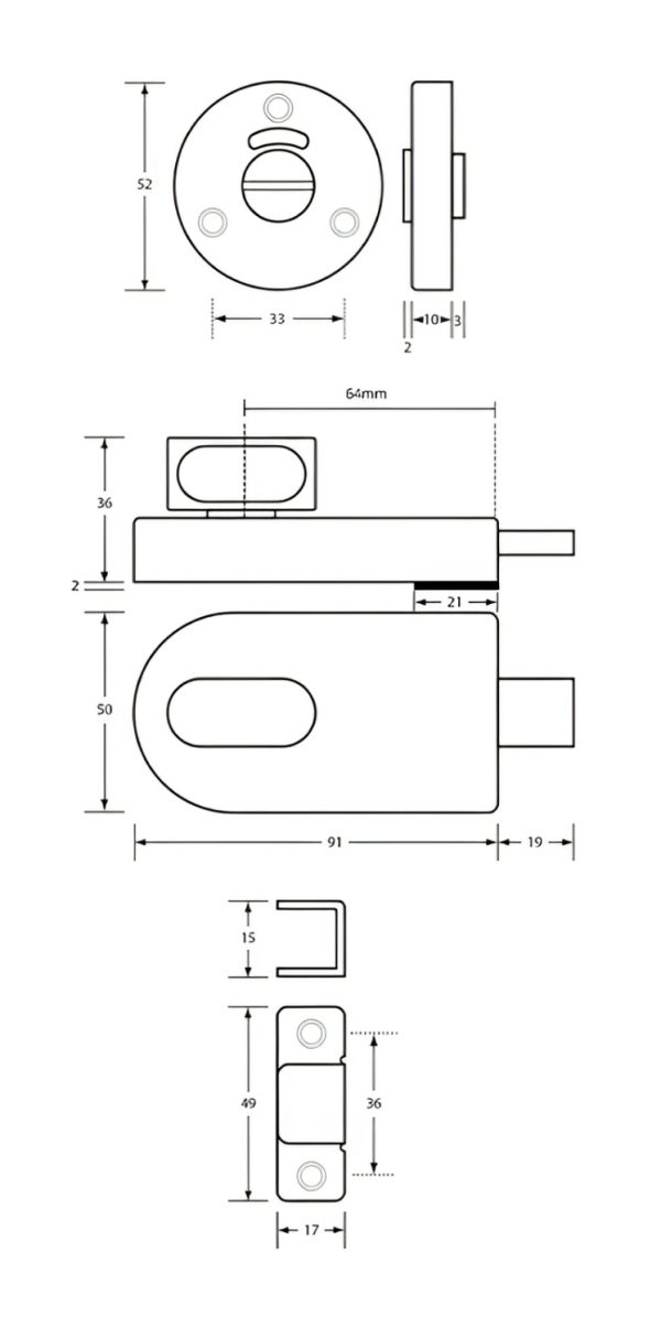 Lock And Indicator Set With Bumper Satin Stainless Steel 700_Lock_Ss Bathroom Accessories