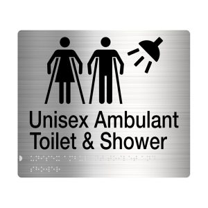 Male Female Ambulant Toilet & Shower Sign Braille Stainless Steel Mfats-Ss Dda Disabled Compliant