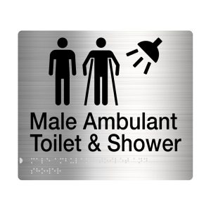 Male Male Ambulant Toilet & Shower Sign Braille Stainless Steel Mmats-Ss Door Hardware