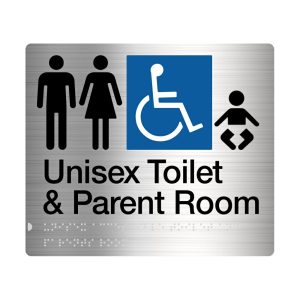 Male/Female Disabled Toilet & Parent Room Sign Braille Mfdtp-Ss Dda Disabled Compliant