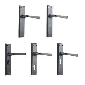 Menton Lever Door Handle On Long Backplate Matt Black – Customise To Your Needs Black Door Handles