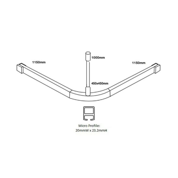 Modular L Bend Shower Curtain Track System 1600X1600Mm Sct_Mod1600X1600Mm Bathroom Accessories