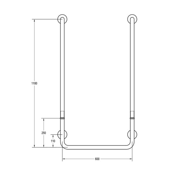 Modular U-Shaped Grab Rail 1100Mm Satin Stainless Steel Mlr122Mod_Ss Bathroom Accessories