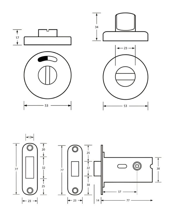 Morticed Lock And Indicator Set Satin Stainless Steel 400_Lock_Ss Bathroom Accessories