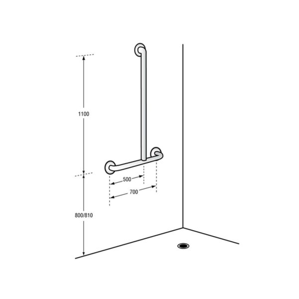 Offset Flush Mount Shower Grab Rail – Available In Left And Right Hand Bathroom Accessories