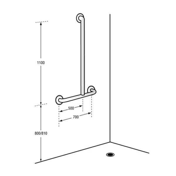 Offset Shower Grab Rail – Available In Various Handing Bathroom Accessories