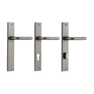 Oslo Lever Door Handle On Rectangular Backplate Distressed Nickel – Customise To Your Needs Door Hardware