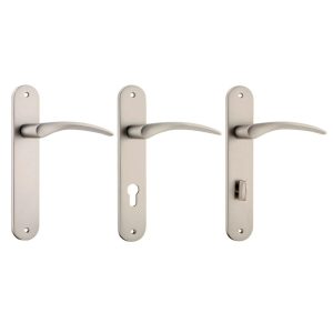 Oxford Door Lever Handle On Oval Backplate Satin Nickel – Customise To Your Needs Door Hardware