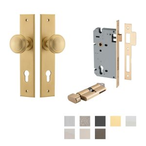 Paddington Door Knob On Chamfered Backplate Entrance Kit Key/Thumb – Available In Various Finishes Architectural Door Hardware