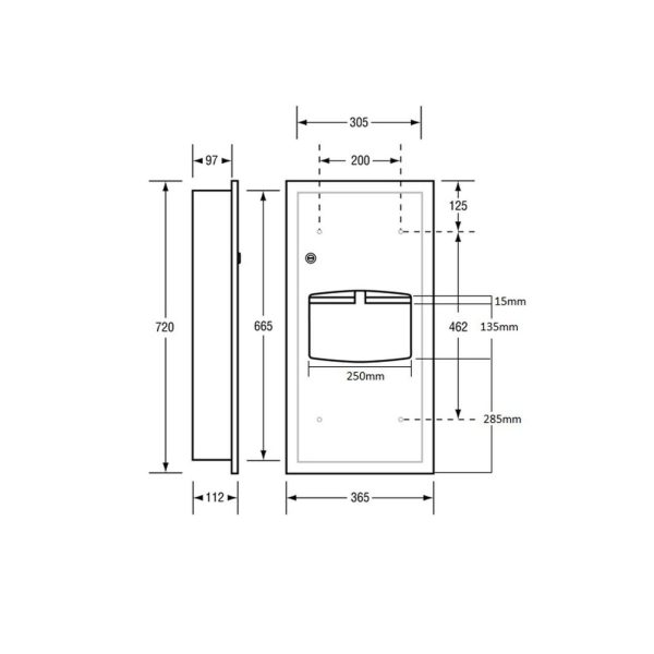 Paper Towel Dispenser With Waste Receptacle 365X720X112Mm Satin Stainless Steel Ml710_Rec_Mk2 Bathroom Accessories