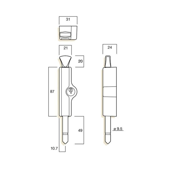 Patio Bolt Silver Sliding Door Lock Keyed Alike W2206311D5 Door Hardware