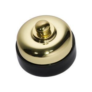 Porcelain Base Led Dimmer Black / Polished Brass 60Mm 5151/250 Dimmers & Fan Controllers