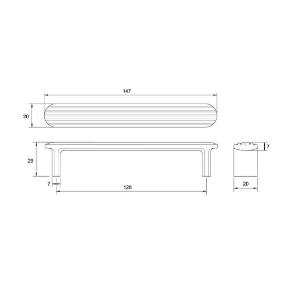 Reeded Cabinet Pull Handle – Available In Various Finishes Door Handles & Knobs