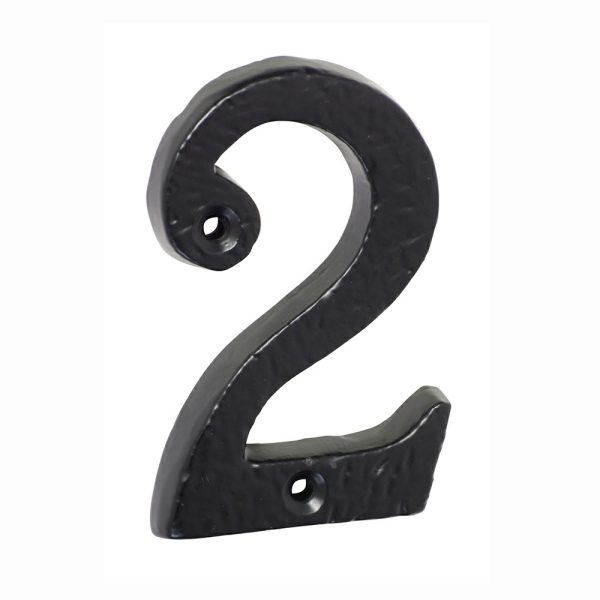 Restocking Soon: Eta Early September – Door House Number 2 Matt Black 75Mm Height 1892 Door Hardware