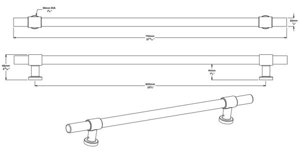 Restocking Soon: Eta Early September – Helsinki Door Pull Handle 600Mm Brushed Brass 20718 Barn Door Hardware