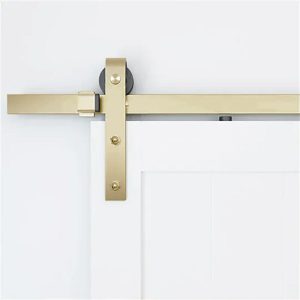 Restocking Soon: Eta Early September – Mappas Barn Door Track Kit 2.5M Satin Brass Suits Doors <1.25M Inc Hangers Bt10025B *Track System Only* Barn Door Hardware