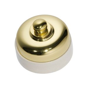 Restocking Soon: Eta End August – Porcelain Base Led Dimmer Ivory / Polished Brass 60Mm 5101/250 Dimmers & Fan Controllers