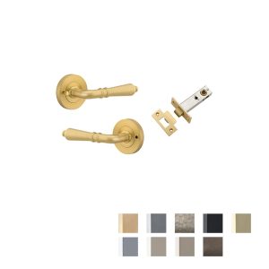 Sarlat Door Lever Handle On Round Rose Inbuilt Privacy – Available In Various Finishes And Sizes Black Door Handles