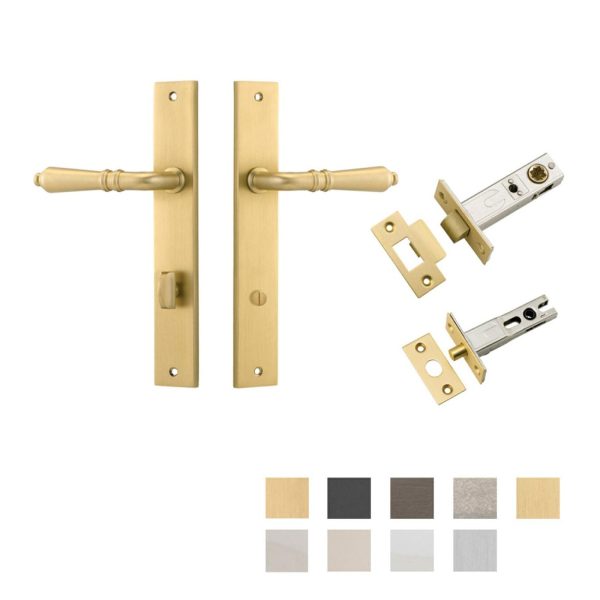 Sarlat Door Lever On Rectangular Backplate Privacy Kit With Turn – Available In Various Finishes And Sizes Brass Door Handles