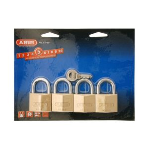 Security Padlock Brass Shackle Keyed Alike Quad Pack 40Mm 6540Quadsc Gate Hardware