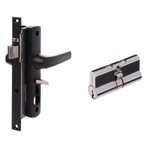 Security Screen Door Lock Handle Tasman Mk2 Black With C4 Cylinder W892117 Black Door Hardware