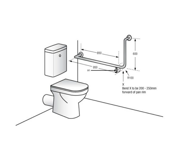 Side Wall Grab Rail 90Degree – Available In Various Finishes And Handing Bathroom Accessories