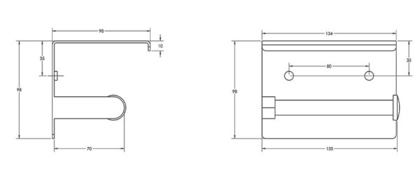 Single Toilet Roll Holder With Shelf Top – Available In Matt Black And Polished Stainless Steel Bathroom Accessories