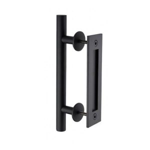 Sliding Barn Door Handle With Flush Pull Set Matt Black Bhf300Mb Barn Door Hardware