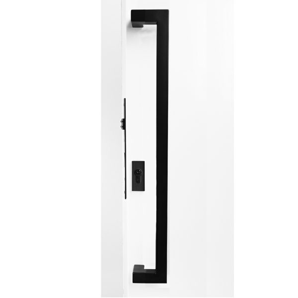 Square Offset Entrance Door Pull Handle 625Mm Matt Black 53840 Barn Door Hardware