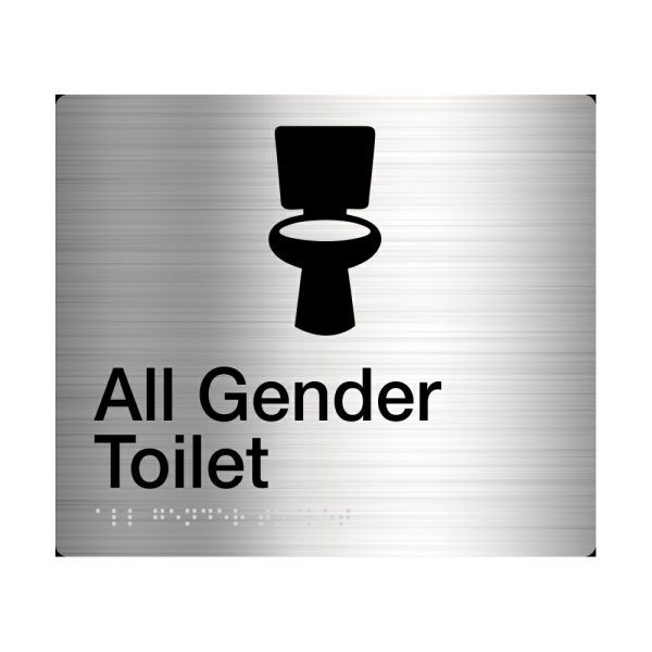 Stainless Steel All Gender Toilet Sign Braille Agt-Ss Bathroom Hardware