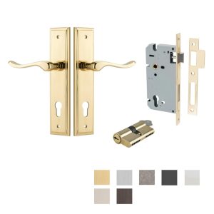 Stirling Door Lever Handle On Stepped Backplate Entrance Kit Key/Key – Available In Various Finishes Architectural Door Hardware