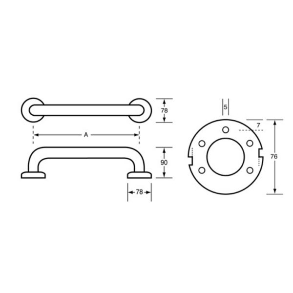 Straight Grab Rail – Available In Various Sizes Bathroom Accessories