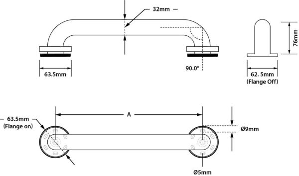 Straight Grab Rail Concealed Fix Polished Stainless Steel – Available In Various Sizes Bathroom Accessories