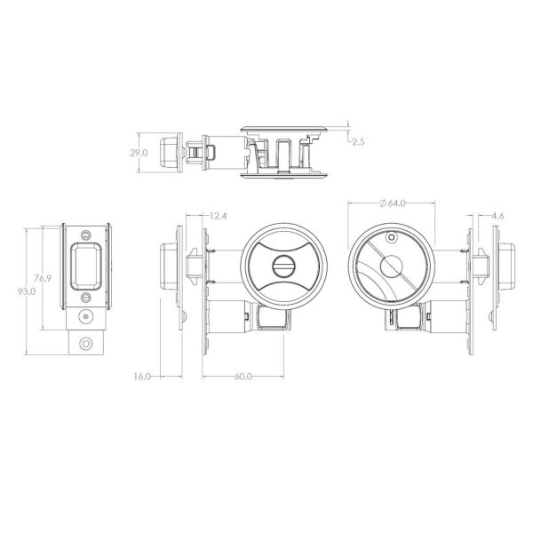 Symmetry Round Cavity Sliding Door Privacy Set Dp Matt Black 7400Mbkdp Bathroom Door Hardware