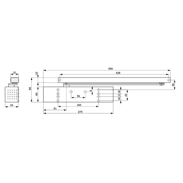 Ts92G En1-4 Door Closer Push Side Hold Open With Arm Ts92G24Gnrfab Door Closers & Floor Springs