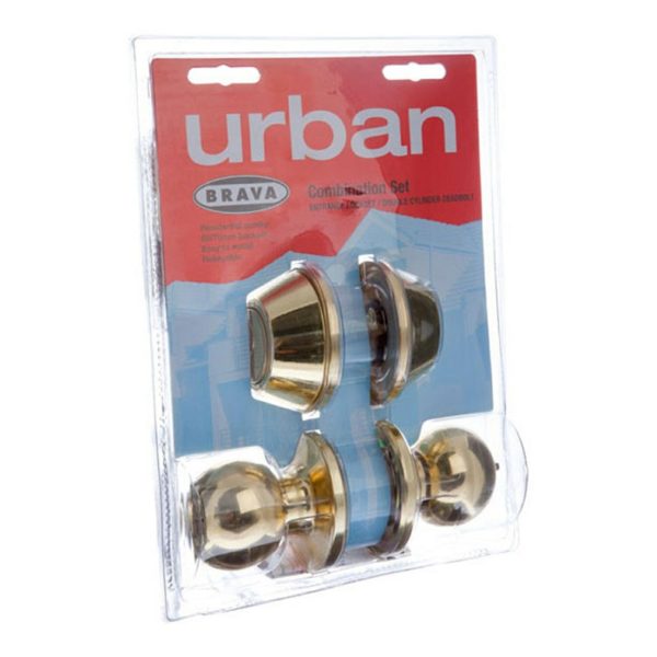 Urban Entrance Knob Deadbolt Combo Set Polished Brass Brt3732Dp Knob Sets