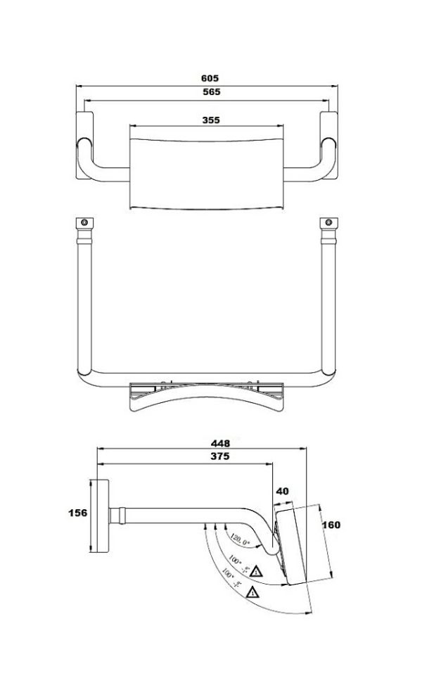 Vandal Proof Straight Rail Backrest – Available In Various Finishes Bathroom Accessories