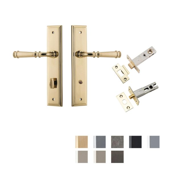 Verona Door Lever On Stepped Backplate Privacy Kit With Turn – Available In Various Finishes Brass Door Handles