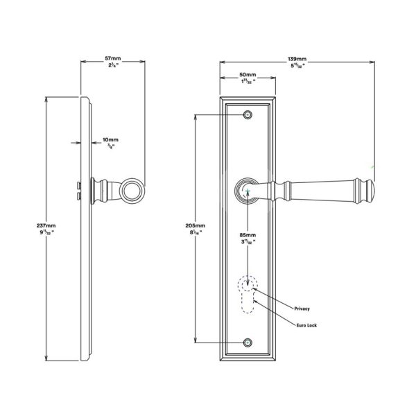 Verona Door Lever On Stepped Backplate Privacy Kit With Turn – Available In Various Finishes Brass Door Handles