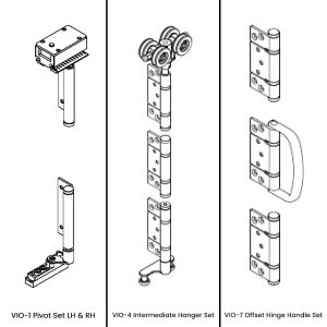 Vio Folding 4 Door System 3 + 1 Outward Opening Hardware Kit Satin Stainless Steel Vio41Dosss Bifold & Sliding Door Hardware