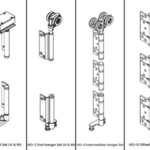 Vio Folding 5 Door System 4 + 1 Inward Opening Hardware Kit Satin Stainless Steel Vio51Disss Bifold & Sliding Door Hardware