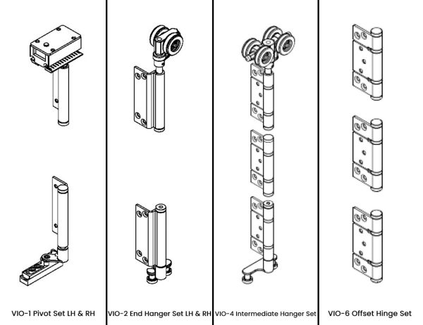 Vio Folding 5 Door System 4 + 1 Inward Opening Hardware Kit Satin Stainless Steel Vio51Disss Bifold & Sliding Door Hardware