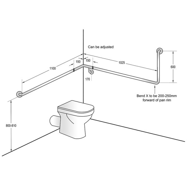 Wrap Around Grab Rail – Available In Various Finishes And Handing Bathroom Accessories