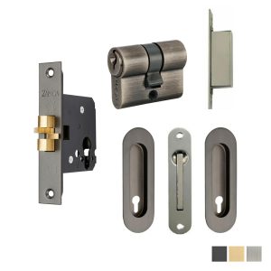 Zanda Oval Style Sliding Door Euro Lock Kit – Available In Various Finishes Bifold & Sliding Door Hardware