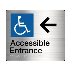 Accessible Entrance (Left Arrow) Braille Sign Ss / B Ae/La-Ss Bathroom Hardware